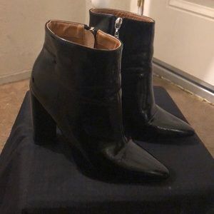 Block heels black booties